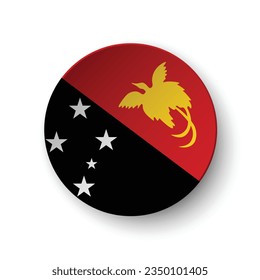 Flag of Papua New Guinea. Button flag icon. Standard color. Circle icon flag. 3d illustration. Computer illustration. Digital illustration. Vector illustration.