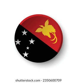 Flagge Papua-Neuguineas. Button-Flag-Symbol. Standardfarbe. Circle Icon Flag. 3D-Abbildung. Computergrafik. Digitale Illustration. Vektorgrafik.