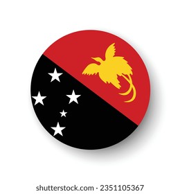 Flag of Papua New Guinea. Button flag icon. Standard color. Circle icon flag. 3d illustration. Computer illustration. Digital illustration. Vector illustration.
