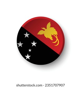 Flag of Papua New Guinea. Button flag icon. Standard color. Circle icon flag. 3d illustration. Computer illustration. Digital illustration. Vector illustration.