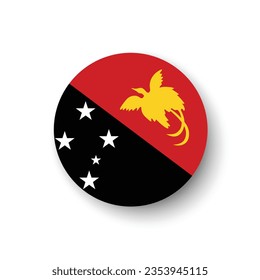 Flag of Papua New Guinea. Button flag icon. Standard color. Circle icon flag. 3d illustration. Computer illustration. Digital illustration. Vector illustration.