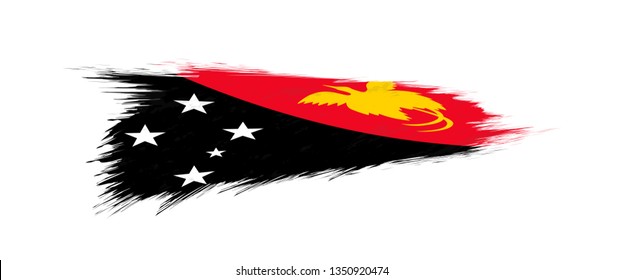 Flag of Papua New Guinea in grunge brush stroke, vector grunge illustration.