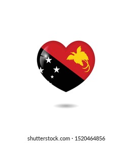 Flag of Papua New Guinea heart 3d, Papua New Guinea flag template design. Vector Eps 10