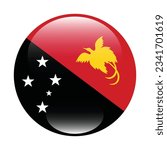 Flag of Papua New Guinea. Flag icon. Standard color. Circle icon flag. 3d illustration. Computer illustration. Digital illustration. Vector illustration.