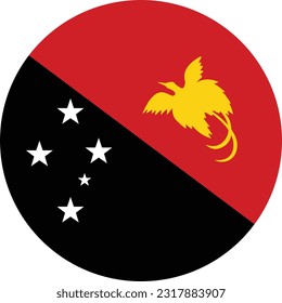 Flag of Papua New Guinea. Flag icon. Standard color. Circle icon flag. Computer illustration. Digital illustration. Vector illustration.