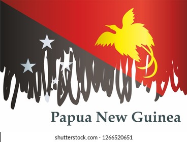 Flag of Papua New Guinea, Independent State of Papua New Guinea. Template for award design, an official document with the flag of Papua New Guinea. Bright, colorful vector illustration.