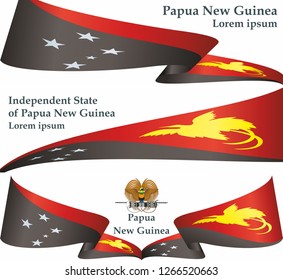 Flag of Papua New Guinea, Independent State of Papua New Guinea. Template for award design, an official document with the flag of Papua New Guinea. Bright, colorful vector illustration.