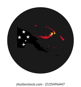 Flag of Papua New Guinea map silhouette with flag on black background