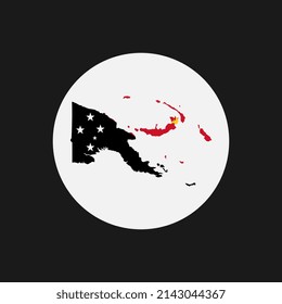 Flagge von Papua-Neuguinea auf Silhouette mit Flagge auf weißem Hintergrund