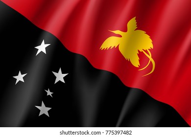 Flag Papua New Guinea national flag. Patriotic symbol in official country colors. Illustration of Oceania state flag. Vector relistic icon