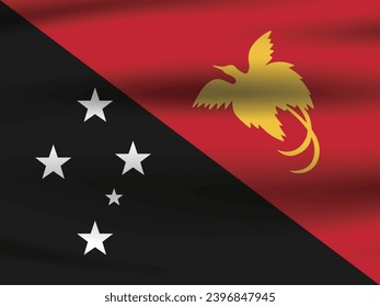 Flag of Papua New Guinea. The official ratio. The wavy flag. Standard size. Standard color. Flag icon. 3d illustration. Digital illustration. Computer illustration. Vector illustration.