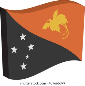 Flag of Papua New Guinea, officially the Independent State of Papua New Guinea. Vector illustration of a stylized flag. The slit in the paper with shadows. Element for infographics.