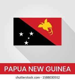 Flag of The Papua New Guinea With Shadow
