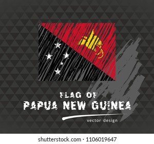 Flag of Papua New Guinea, vector pen illustration on black background