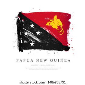 Flag of Papua New Guinea. Vector illustration on a white background. Brush strokes are drawn by hand. Independence Day.