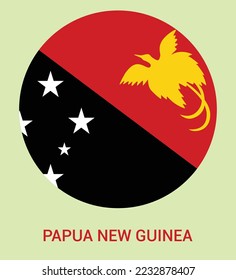 Flag Of Papua New Guinea, Papua New Guinea flag vector illustration, Papua New Guinea flag in a circle.