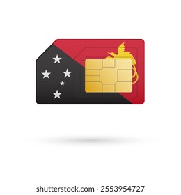 Flag of Papua New Guinea. Vector illustration of SIM Card with flag on white background