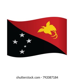 Flag of Papua New Guinea - vector illustration,Papua New Guinea flag waving form. See also vector version.