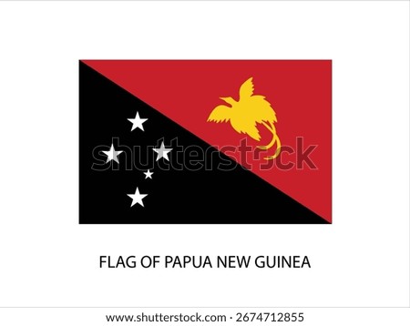 FLAG OF PAPUA NEW GUINEA VECTOR, ILLUSTRATION WHITE BACKGROUND TYPOGRAPHY