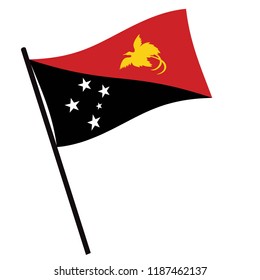 Flag of Papua New Guinea , Papua New Guinea flag waving isolated vector illustration