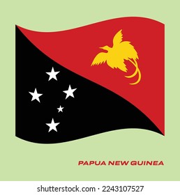 Flag of Papua New Guinea, Waving National flag of Papua New Guinea, National flag of Papua New Guinea vector illustration.