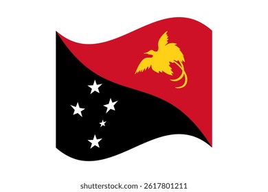 Flag of Papua New Guinea. Papua New Guinea wavy flag digital vector illustration. Fluttering flag.