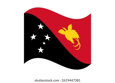 Flag of Papua New Guinea. Papua New Guinea wavy flag digital vector illustration. Fluttering flag.