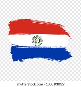 Flag of Paraguay from brush strokes.  Flag Paraguay on transparent background for your web site design, logo, app, UI. Stock vector. Vector illustration EPS10.