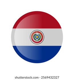 The flag of paraguay. Circle icon flag. Button flag icon. Standard color. 3d illustration. glossy circle badge	