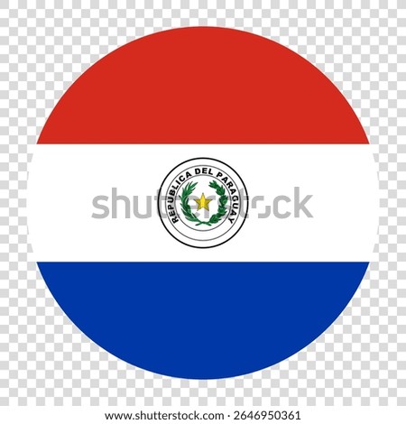 Flag of Paraguay. Paraguay circle flag logo icon computer vector illustration design. Checkerboard background.