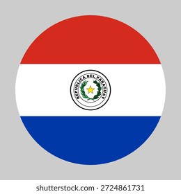 Bandera de Paraguay en forma circular con proporciones precisas y colores oficiales