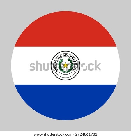 Flag of Paraguay in circular shape with accurate proportions and official colors