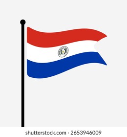 Bandeira do Paraguai. Paraguai bandeira computador digital vetor ilustração ícone design. Bandeira de mastro flutuante.