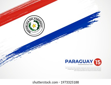 Flag of Paraguay with creative painted brush stroke texture background