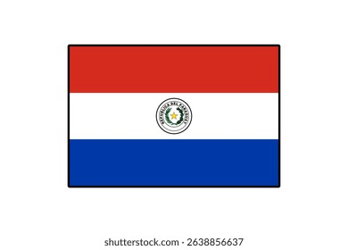 The flag of Paraguay displays horizontal stripes in red, white, and blue, showcasing the national emblem at its center. It symbolizes the country's identity and heritage with vibrant colors.