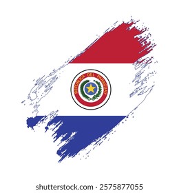 Flag of Paraguay Grunge Brush Stroke Style Vector