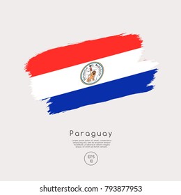 Flag of Paraguay in Grunge Brush Stroke : Vector Illustration