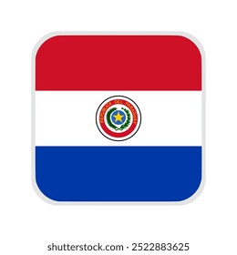 The flag of paraguay. Flag icon. Standard color. flat vector square with rounded corners. Computer illustration. Digital illustration. Vector illustration