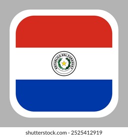 The flag of Paraguay. Flag icon. Standard color. flat vector square with rounded corners. Computer illustration. Digital illustration. Vector illustration