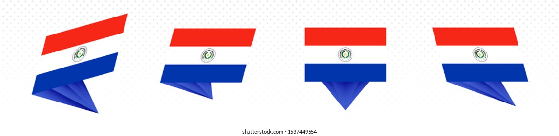 Flag of Paraguay in modern abstract design, vector flag set.