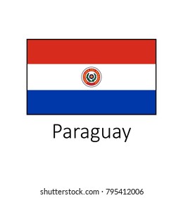 Flag of Paraguay with name icon. Official colors and proportion correctly. National Paraguay Flag vector. Paraguay Flag vector illustration. 