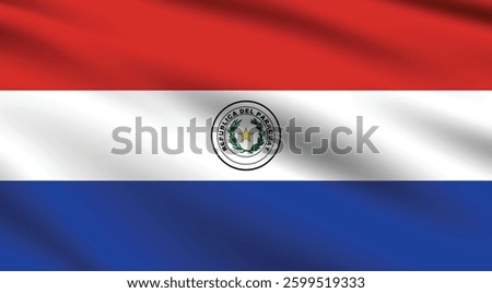 Flag of Paraguay. Paraguay flag official colors and proportion digital vector illustration. Wavy flag.