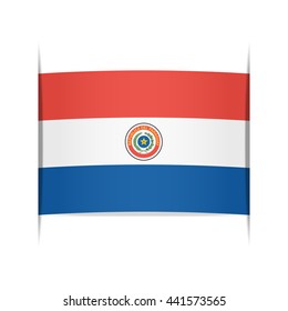 Flag of Paraguay, officially the Republic of Paraguay. Vector illustration of a stylized flag. The slit in the paper with shadows. Element for infographics.