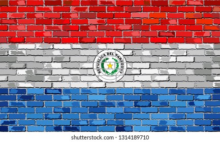 Flag of Paraguay on a brick wall - Illustration