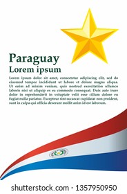 Flag of Paraguay, Republic of Paraguay. Template for award design, an official document with the flag of Paraguay. Bright, colorful vector illustration.