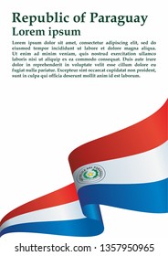 Flag of Paraguay, Republic of Paraguay. Template for award design, an official document with the flag of Paraguay. Bright, colorful vector illustration.