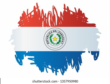 Flag of Paraguay, Republic of Paraguay. Template for award design, an official document with the flag of Paraguay. Bright, colorful vector illustration.