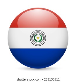 Flag of Paraguay as round glossy icon. Button with Paraguayan flag