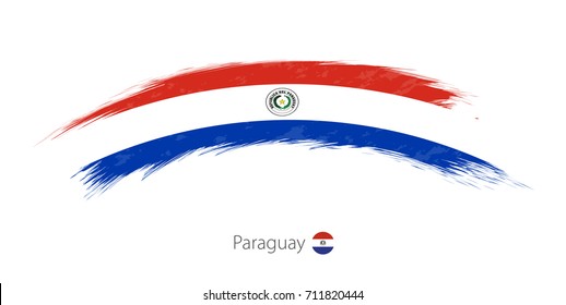 Flag of Paraguay in rounded grunge brush stroke. Vector illustration.