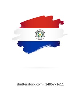 Flag of Paraguay. Vector illustration on a white background. Brush strokes are drawn by hand.